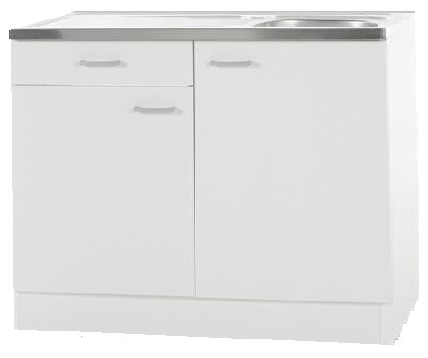 Keukenblok Wit een la, RVS aanrecht 100 cm x 60 cm SPLSO106-6-42 - Keuken-land