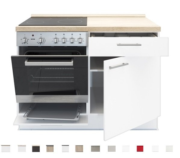 Keukenblok 120 cm x 60 cm Incl. oven + kookplaat + bergruimte zonder spoelbak RAI-1599 - Keuken-land